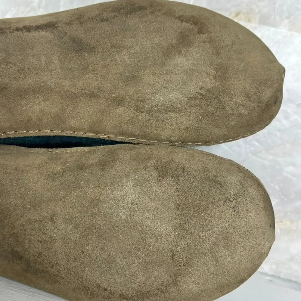 Glerups Womens Booties Slippers Wool Upper Size 11 Petrol Blue Suede Sole